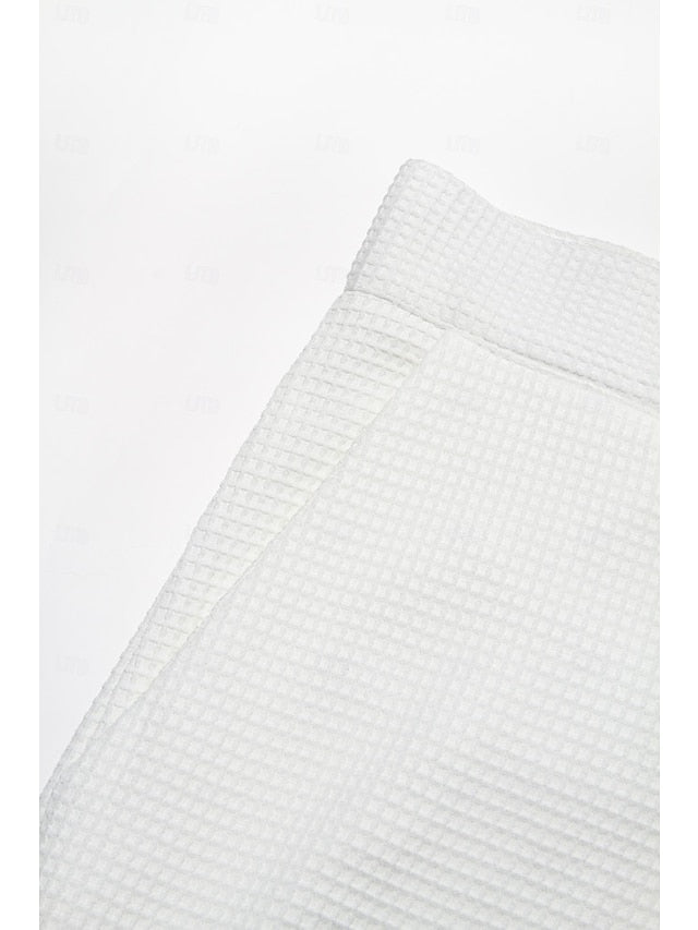 Chic White Men's Dress Pants - Straight Leg Waffle Trousers