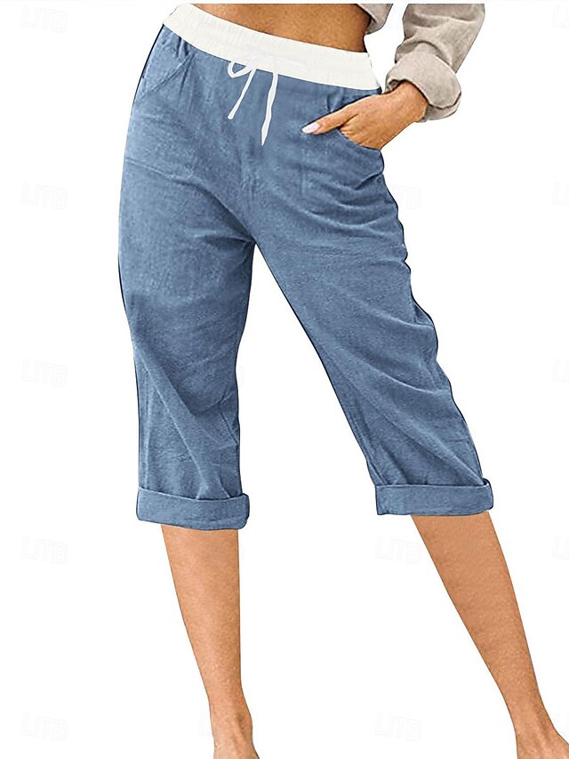 Chic Color Block Chinos for Women - Stylish Calf-Length Black / S Black / M Black / L Black / S-Black / M-Black / L-Black / XL-Black / XXL-Sky Blue / S-Sky Blue / M-Sky Blue / L-Sky Blue / XL-Sky Blue / XXL-Pink / S-Pink / M-Pink / L-Pink / XL-Pink / XXL-Grey / S-Grey / M-Grey / L-Grey / XL-Grey / XXL-