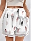 Chic High-Waist Graphic Shorts for Women - Ideal for Vacation and Casual Summer Days White / L White / XL White / 2XL White / L-White / XL-White / 2XL-