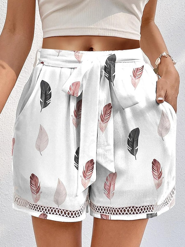 Chic High-Waist Graphic Shorts for Women - Ideal for Vacation and Casual Summer Days White / L White / XL White / 2XL White / L-White / XL-White / 2XL-