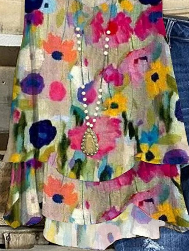 Chic Floral Sleeveless V-Neck Blouse - Perfect Summer Top for Casual Elegance Pink / S Pink / M Pink / L Pink / S-Pink / M-Pink / L-Pink / XL-Pink / XXL-Pink / 2XL-