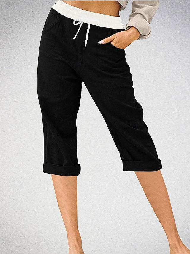 Chic Color Block Chinos for Women - Stylish Calf-Length Black / S Black / M Black / L Black / S-Black / M-Black / L-Black / XL-Black / XXL-Sky Blue / S-Sky Blue / M-Sky Blue / L-Sky Blue / XL-Sky Blue / XXL-Pink / S-Pink / M-Pink / L-Pink / XL-Pink / XXL-Grey / S-Grey / M-Grey / L-Grey / XL-Grey / XXL-