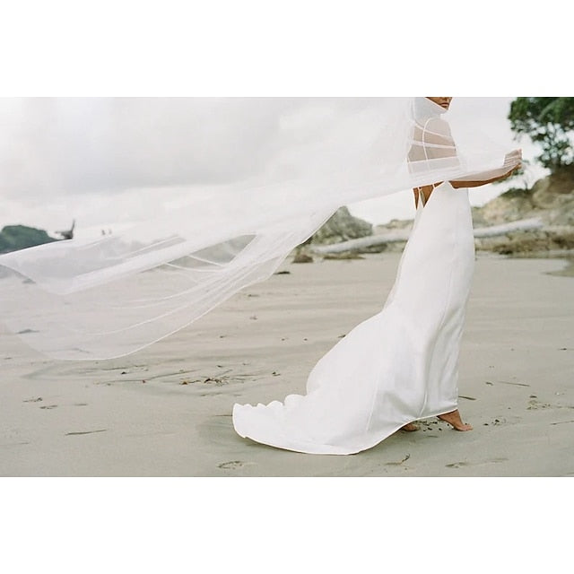 Timeless One-Tier Chapel Wedding Veil in Classic Tulle - Elegant Formal Style