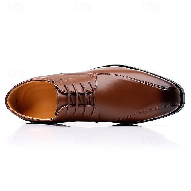 Men's Derby PU Leather Lace-Up Shoes – Breathable, Comfortable & Slip-Resistant