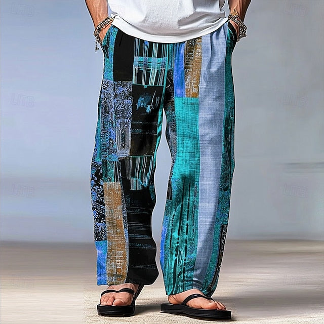 Men's Hawaiian Patchwork Casual Trousers – Versatile Summer & Outdoor Wear Red / S Red / M