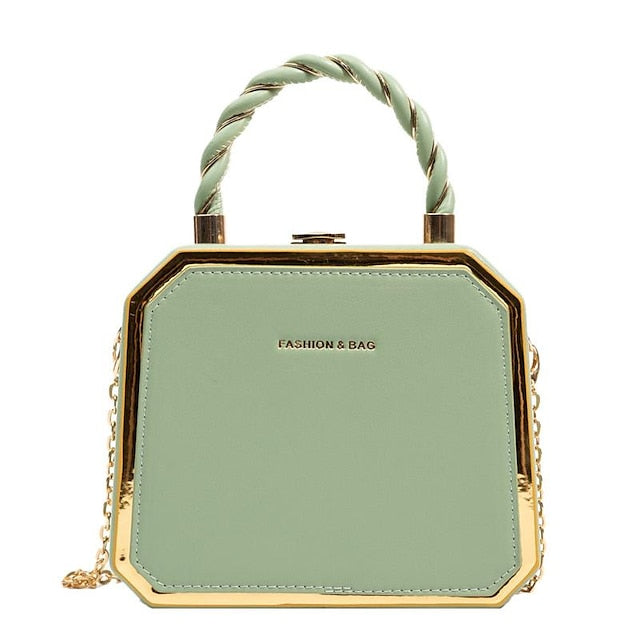 Chic & Versatile Women's PU Leather Crossbody Handbag - Waterproof Daily Style with Chain Detail Beige Pink Dark Green Beige-Pink-Dark Green-Brown-Green-Black-