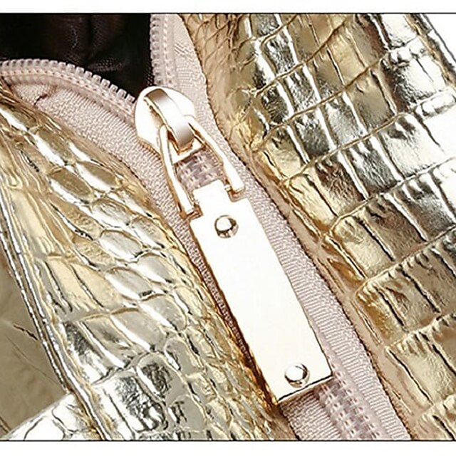 Chic Crocodile Embossed Tote Bag - Versatile PU Fashion in Gold, Black, and Silver Gold Silver Black Gold-Silver-Black-