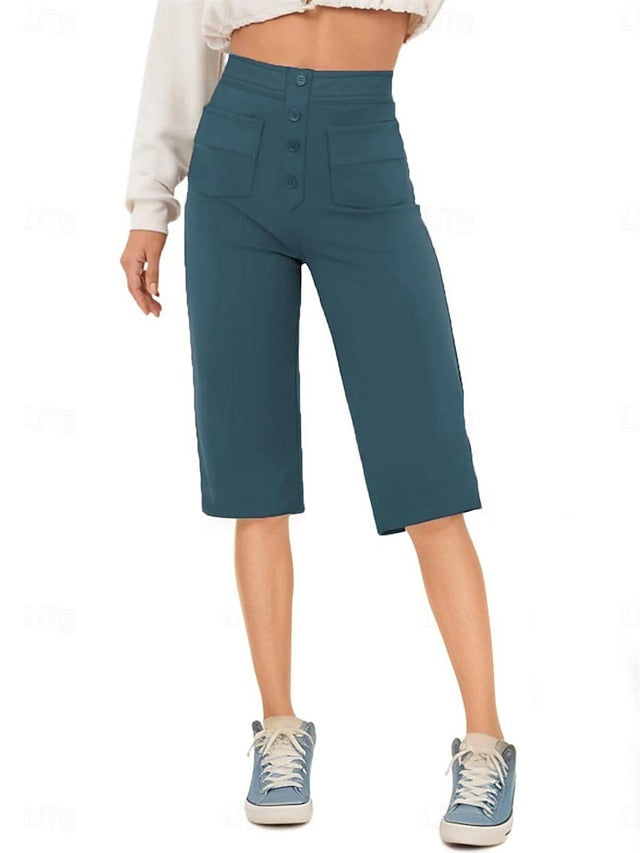 Chic High-Waist Capri Shorts with Pockets – Perfect Summer Essential! Gray / S Gray / M Gray / L Gray / S-Gray / M-Gray / L-Gray / XL-Gray / 2XL-Royal Blue / S-Royal Blue / M-Royal Blue / L-Royal Blue / XL-Royal Blue / 2XL-Peacock Blue / S-Peacock Blue / M-Peacock Blue / L-Peacock Blue / XL-Peacock Blue / 2XL-White / S-White / M-White / L-White / XL-White / 2XL-