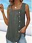 Chic Charcoal Green Asymmetrical Button Camisole - Stylish Sleeveless Summer Top Gray / S Gray / M Gray / 4XL Gray / S-Gray / M-Gray / 4XL-Gray / 5XL-Blue / S-Blue / 2XL-Blue / 4XL-Blue / 5XL-Green / S-Green / M-Green / L-Purple / S-Purple / M-Purple / 2XL-Purple / 4XL-Purple / 5XL-Pink / S-Pink / M-Pink / L-Pink / 2XL-Pink / 4XL-