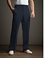 Chic White Men's Dress Pants - Straight Leg Waffle Trousers Navy Blue
