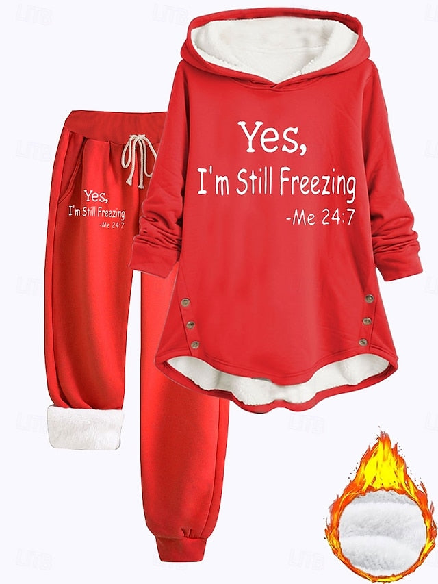 Cozy Sherpa Letter Print Hoodie - Warm & Fuzzy Pullover for Fall/Winter Comfort