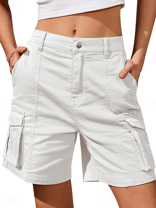 Chic Women's Knee-Length Black Cargo Shorts - Perfect for Summer Adventures Black / S Black / M Black / L Black / S-Black / M-Black / L-Black / XL-Black / XXL-White / S-White / M-White / L-White / XL-White / XXL-Gray / S-Gray / M-Gray / L-Gray / XL-Gray / XXL-
