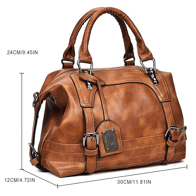 Chic Women's Top Handle Bag - Office-Ready Elegance in Black, Blushing Pink, Brown, and Gray Brown Black Gray Brown-Black-Gray-Pink-