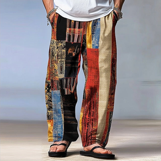 Men's Hawaiian Patchwork Casual Trousers – Versatile Summer & Outdoor Wear Red / S Red / M
