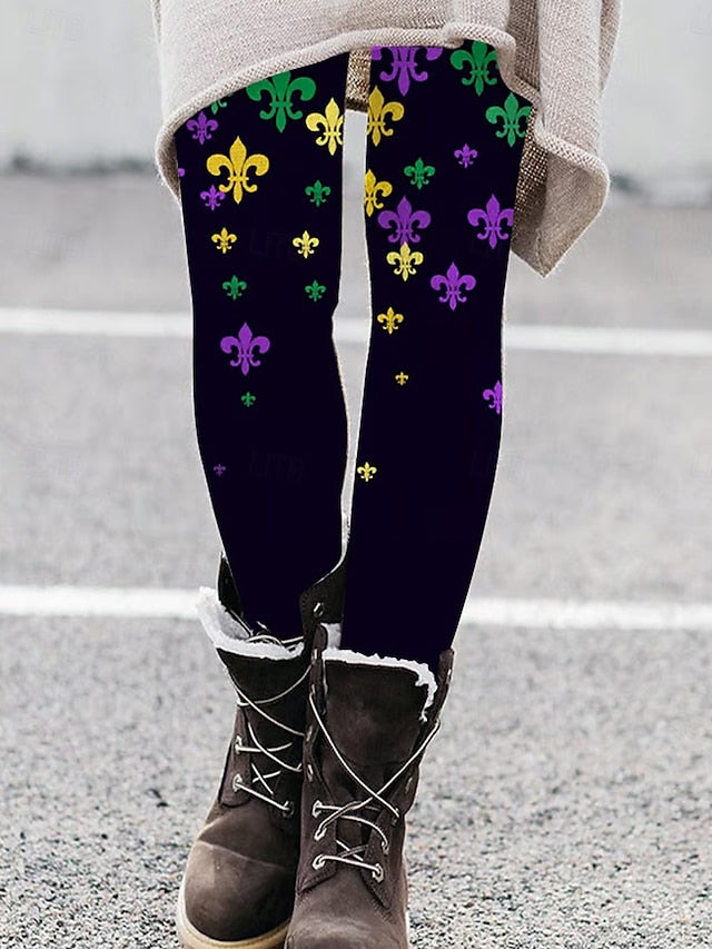 Cozy Chic: Women's High-Waist Graphic Print Thermal Leggings for Fall & Winter