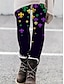 Cozy Chic: Women's High-Waist Graphic Print Thermal Leggings for Fall & Winter Black