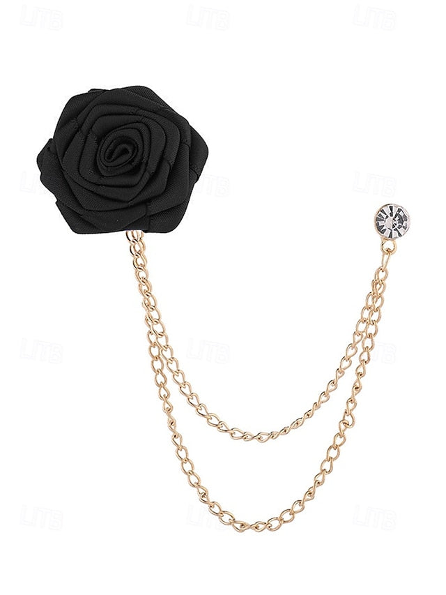 Elegant Men's Rose Brooch: Stylish Accessory for Weddings and Business Casual White Black Burgundy White-Black-Burgundy-Red-Light Cyan-Sky Blue-Gray-Champagne-Dark Blue-Pink-Royal Blue-Purple-