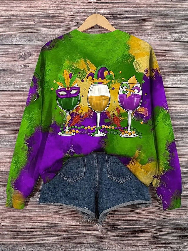 Chic Casual Purple Graphic Pullover Sweatshirt for Fall & Winter Purple / S Purple / M