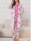 Chic Flower Patchwork Pajama Set: Comfortable Rose Red & Gray Loungewear Gray / S Gray / M