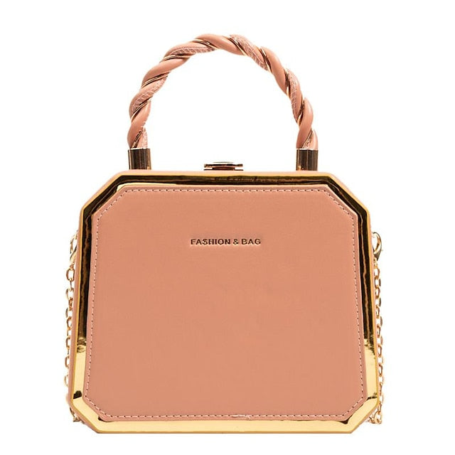 Chic & Versatile Women's PU Leather Crossbody Handbag - Waterproof Daily Style with Chain Detail Beige Pink Dark Green Beige-Pink-Dark Green-Brown-Green-Black-