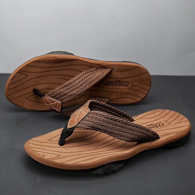 Men's Breathable Nylon Flip Flops - Comfortable Slip-Resistant