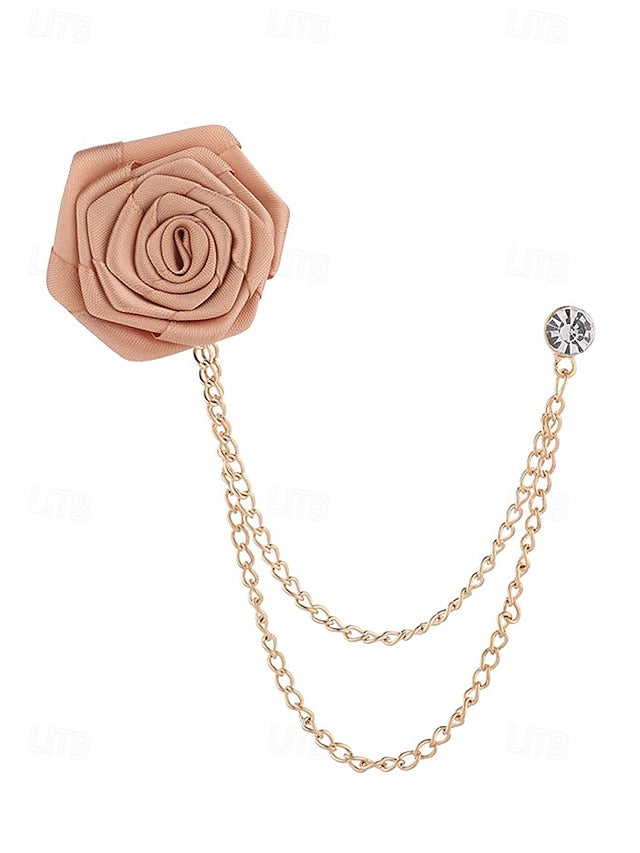 Elegant Men's Rose Brooch: Stylish Accessory for Weddings and Business Casual White Black Burgundy White-Black-Burgundy-Red-Light Cyan-Sky Blue-Gray-Champagne-Dark Blue-Pink-Royal Blue-Purple-
