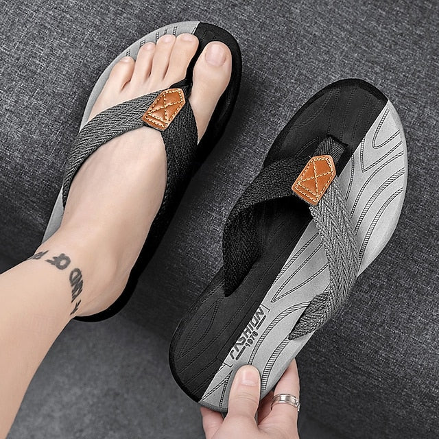 Men's Breathable Nylon Flip Flops - Comfortable Slip-Resistant