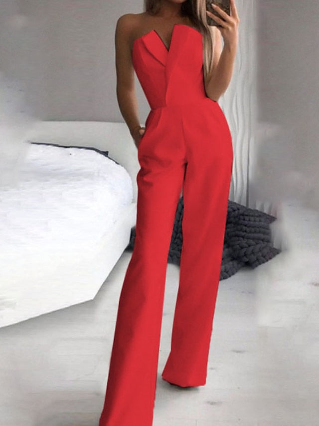 Chic Strapless High-Waist Jumpsuit – Effortless Elegance for Every Occasion