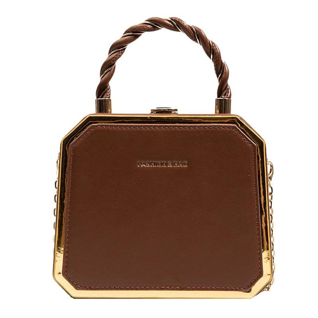 Chic & Versatile Women's PU Leather Crossbody Handbag - Waterproof Daily Style with Chain Detail Beige Pink Dark Green Beige-Pink-Dark Green-Brown-Green-Black-