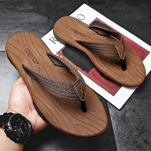 Men's Breathable Nylon Flip Flops - Comfortable Slip-Resistant