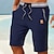 Men's Summer Linen Shorts - Breathable & Comfortable Color Block Beachwear Navy Blue