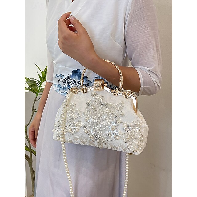 Elegance in Every Detail: Women's Beaded Clutch & Multi-Carry Evening Bag White Black / White Black White-Black / White-Black-