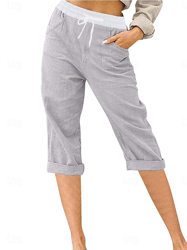 Chic Color Block Chinos for Women - Stylish Calf-Length Black / S Black / M Black / L Black / S-Black / M-Black / L-Black / XL-Black / XXL-Sky Blue / S-Sky Blue / M-Sky Blue / L-Sky Blue / XL-Sky Blue / XXL-Pink / S-Pink / M-Pink / L-Pink / XL-Pink / XXL-Grey / S-Grey / M-Grey / L-Grey / XL-Grey / XXL-