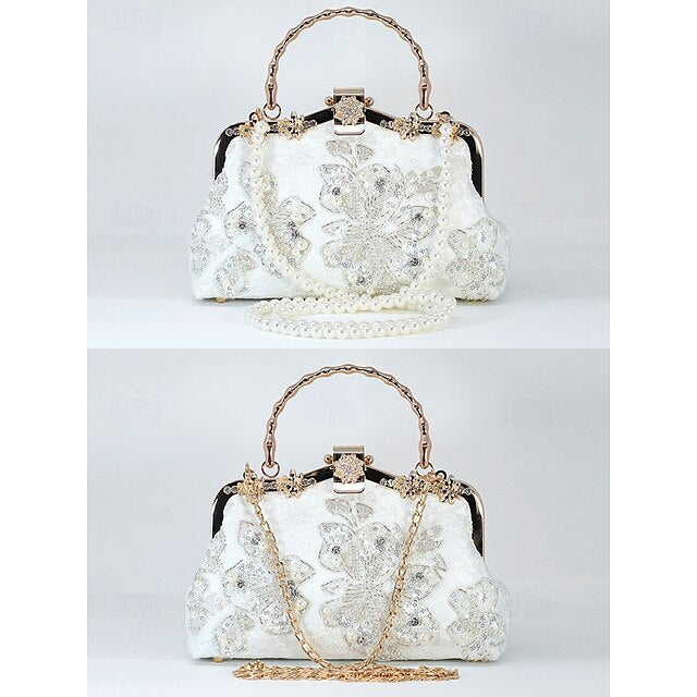 Elegance in Every Detail: Women's Beaded Clutch & Multi-Carry Evening Bag White Black / White Black White-Black / White-Black-