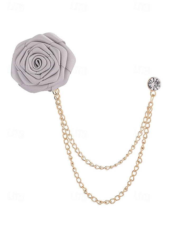 Elegant Men's Rose Brooch: Stylish Accessory for Weddings and Business Casual White Black Burgundy White-Black-Burgundy-Red-Light Cyan-Sky Blue-Gray-Champagne-Dark Blue-Pink-Royal Blue-Purple-