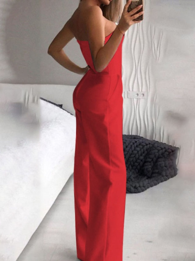 Chic Strapless High-Waist Jumpsuit – Effortless Elegance for Every Occasion