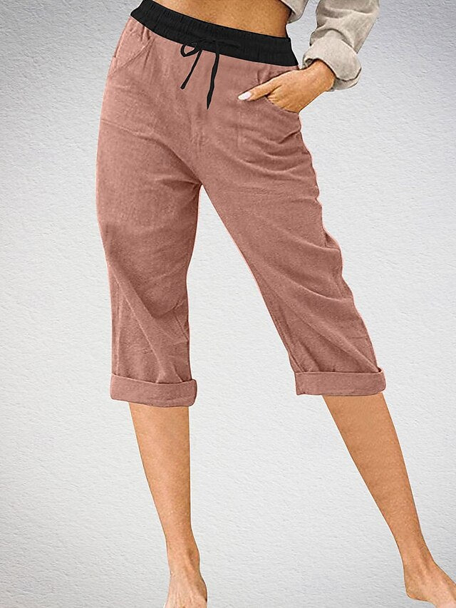 Chic Color Block Chinos for Women - Stylish Calf-Length Black / S Black / M Black / L Black / S-Black / M-Black / L-Black / XL-Black / XXL-Sky Blue / S-Sky Blue / M-Sky Blue / L-Sky Blue / XL-Sky Blue / XXL-Pink / S-Pink / M-Pink / L-Pink / XL-Pink / XXL-Grey / S-Grey / M-Grey / L-Grey / XL-Grey / XXL-