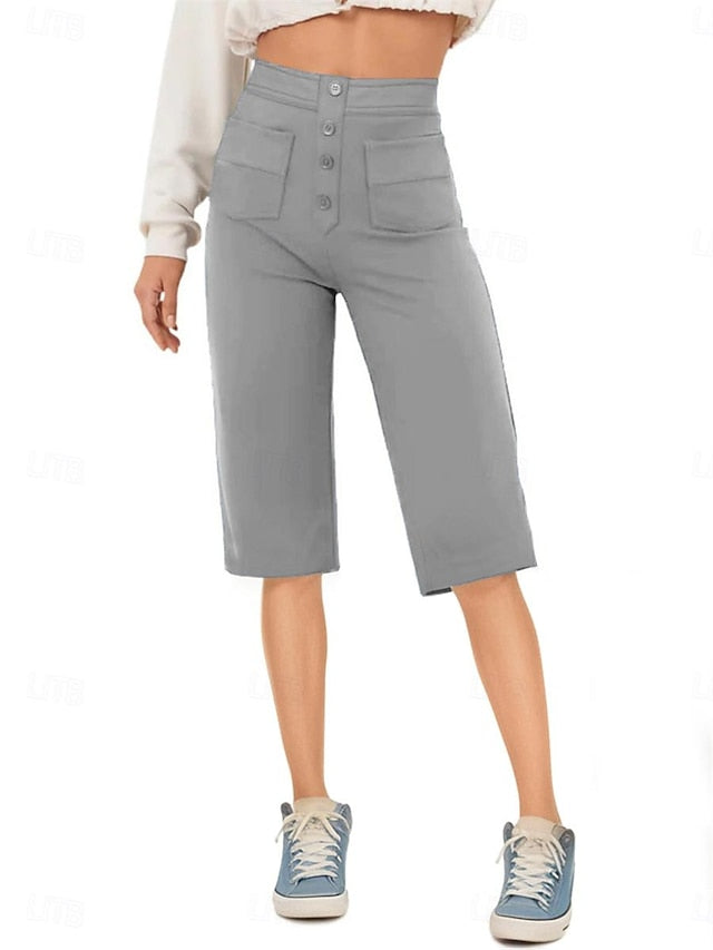 Chic High-Waist Capri Shorts with Pockets – Perfect Summer Essential! Gray / S Gray / M Gray / L Gray / S-Gray / M-Gray / L-Gray / XL-Gray / 2XL-Royal Blue / S-Royal Blue / M-Royal Blue / L-Royal Blue / XL-Royal Blue / 2XL-Peacock Blue / S-Peacock Blue / M-Peacock Blue / L-Peacock Blue / XL-Peacock Blue / 2XL-White / S-White / M-White / L-White / XL-White / 2XL-