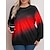 Chic Ombre Pullover Sweatshirt for Plus Size Women - Stylish Long Sleeve Red / 1XL (Plus) Red / 2XL (Plus) Red / 3XL (Plus) Red / 1XL (Plus)-Red / 2XL (Plus)-Red / 3XL (Plus)-Red / 4XL (Plus)-