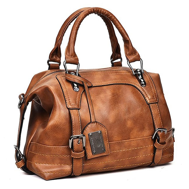 Chic Women's Top Handle Bag - Office-Ready Elegance in Black, Blushing Pink, Brown, and Gray Brown Black Gray Brown-Black-Gray-Pink-