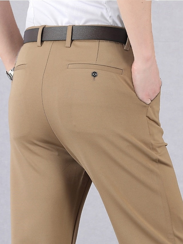 Elegant Men's Dress Pants: Wrinkle-Resistant Straight Leg Trousers