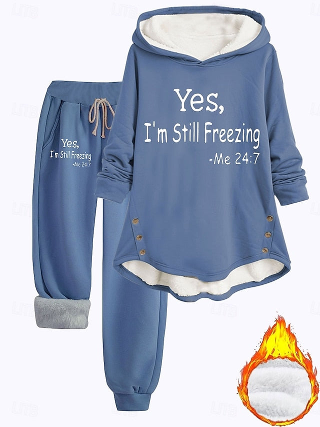 Cozy Sherpa Letter Print Hoodie - Warm & Fuzzy Pullover for Fall/Winter Comfort