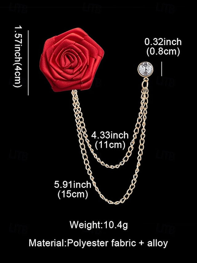 Elegant Men's Rose Brooch: Stylish Accessory for Weddings and Business Casual White Black Burgundy White-Black-Burgundy-Red-Light Cyan-Sky Blue-Gray-Champagne-Dark Blue-Pink-Royal Blue-Purple-