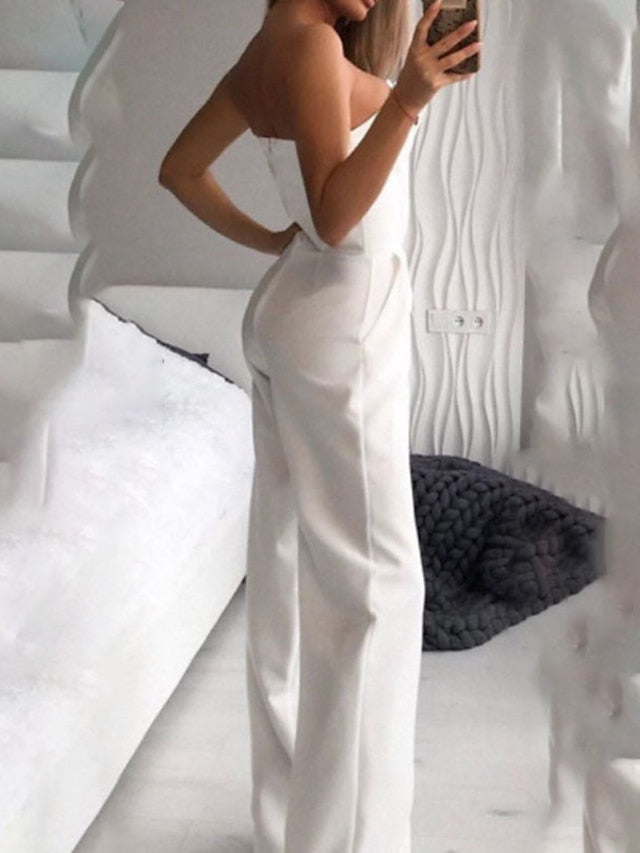 Chic Strapless High-Waist Jumpsuit – Effortless Elegance for Every Occasion