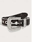 Women's Rhinestone Embellished Western Belt with Sparkling Buckle, Adjustable Silver Black Gold (+$0.34) Silver-Black-Gold (+$0.34)-Pink (+$0.34)-Blue (+$0.34)-