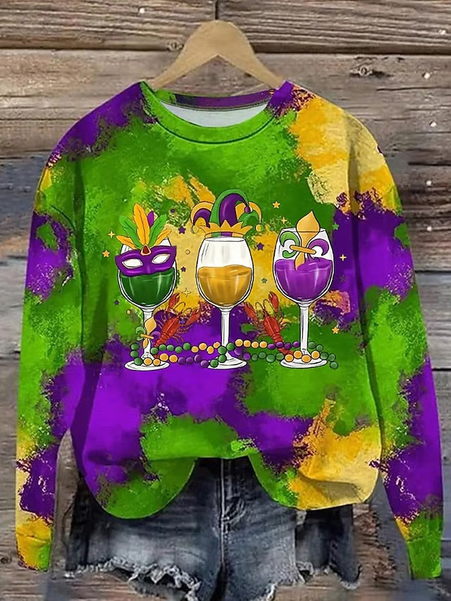 Chic Casual Purple Graphic Pullover Sweatshirt for Fall & Winter Purple / S Purple / M