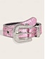 Women's Rhinestone Embellished Western Belt with Sparkling Buckle, Adjustable Silver Black Gold (+$0.34) Silver-Black-Gold (+$0.34)-Pink (+$0.34)-Blue (+$0.34)-