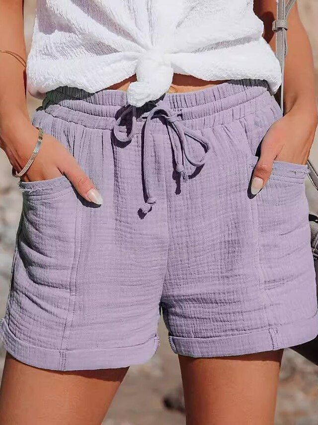 Effortless Summer Style: Women's Casual Textured Pink Shorts Pink / S Pink / M Pink / L Pink / S-Pink / M-Pink / L-Pink / XL-Pink / 2XL-Black / S-Black / M-Black / L-Black / XL-Black / 2XL-Light Green / S-Light Green / M-Light Green / L-Light Green / XL-Light Green / 2XL-Light Blue / S-Light Blue / M-Light Blue / L-Light Blue / XL-Light Blue / 2XL-Light Purple / S-Light Purple / M-Light Purple / L-Light Purple / XL-Light Purple / 2XL-