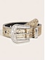 Women's Rhinestone Embellished Western Belt with Sparkling Buckle, Adjustable Silver Black Gold (+$0.34) Silver-Black-Gold (+$0.34)-Pink (+$0.34)-Blue (+$0.34)-
