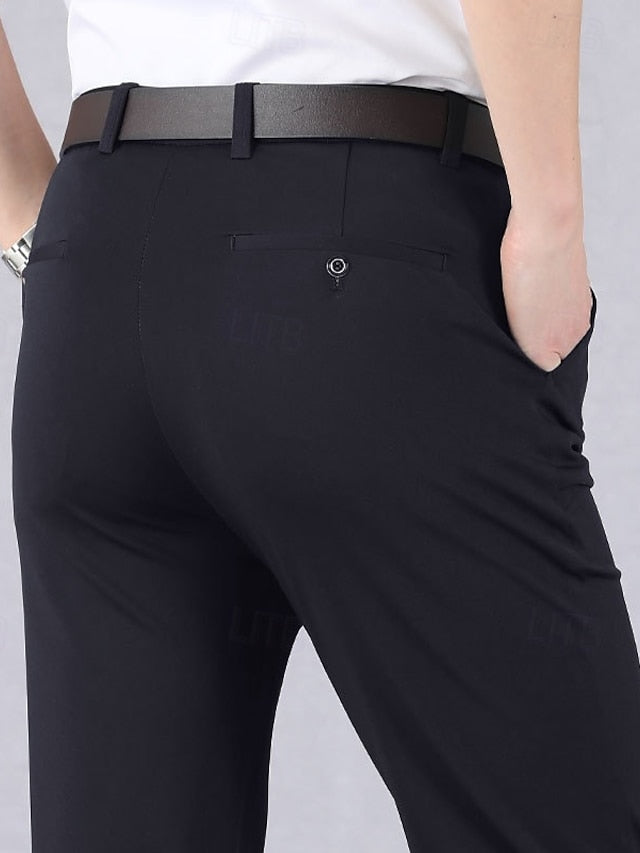 Elegant Men's Dress Pants: Wrinkle-Resistant Straight Leg Trousers